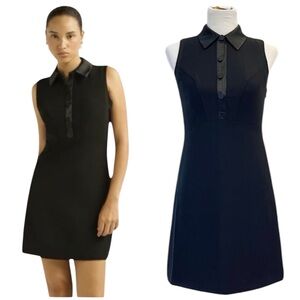 Scoop NYC - Women’s Black Satin and Crepe Sleeveless Tuxedo Dress - Size XS, S